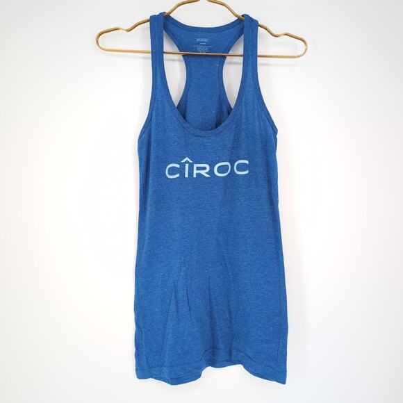 Ciroc Blue Graphic Tee Tangerine Racerback Tank Top with White Logo- Size S -GUC - Picture 1 of 11
